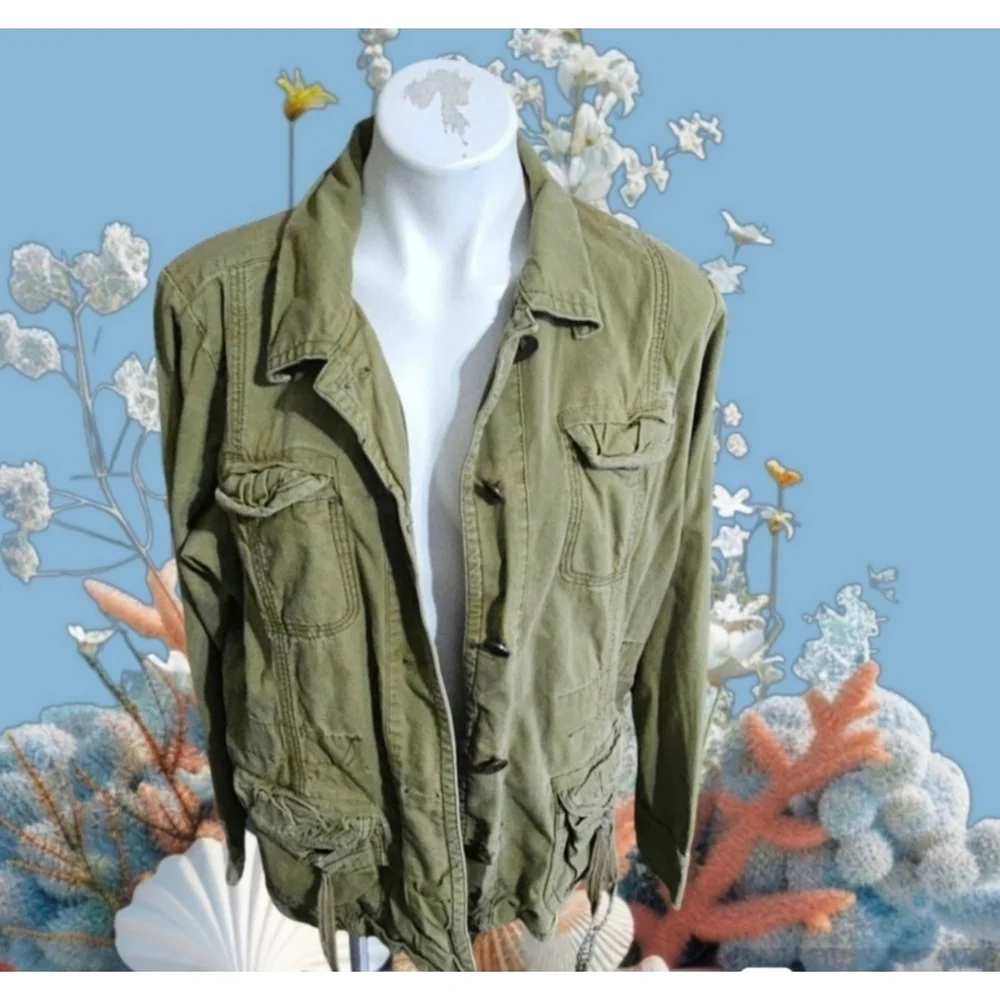 Maurices Button up Cargo jacket Olive Green Size 14/16